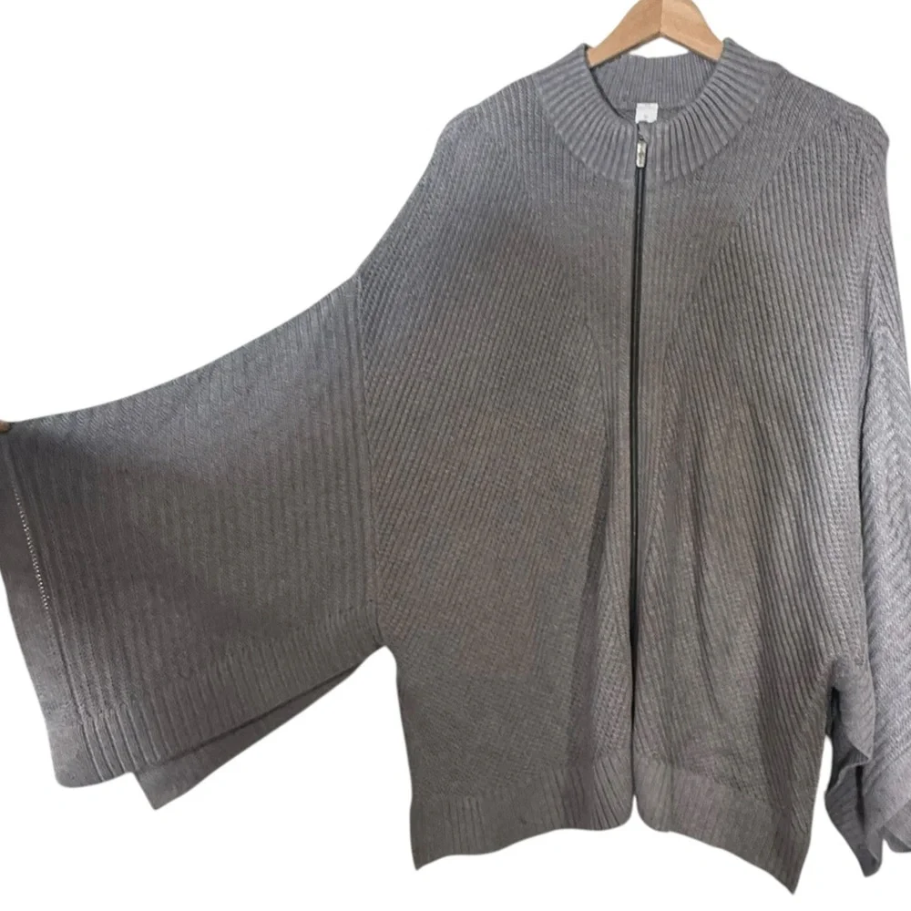 Lululemon Cashmere Blend Softer Still Wrap Full Zip Knit Cardigan Size M/L Gray